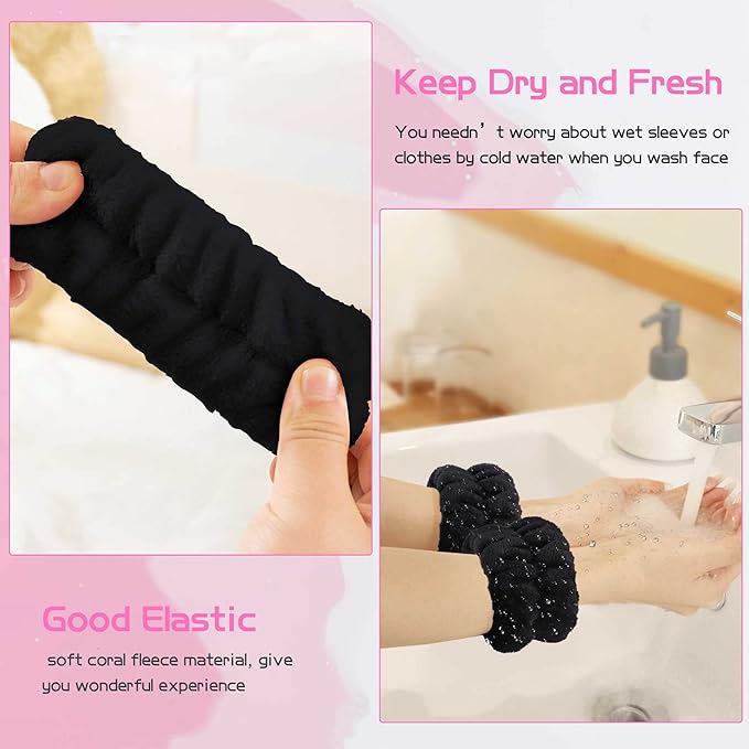 1pcs Black Spa Headband Fluffy Bow Tie Headband